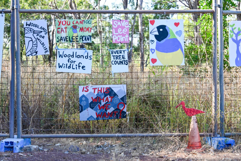 Fence on perimeter of land clearing site.