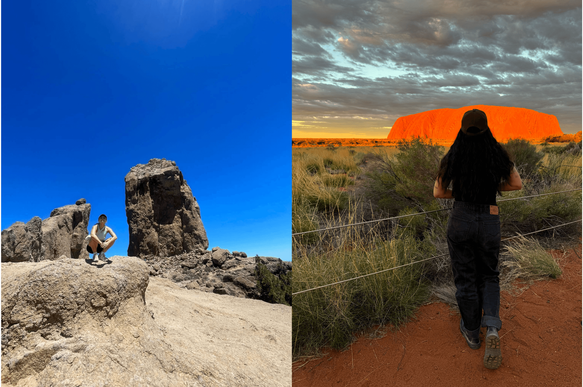 Images of Zoe exploring Australia, including at Uluru.